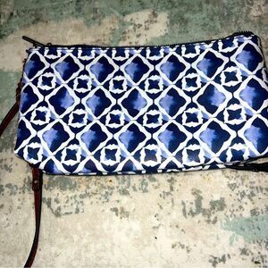 Elliot Lucca Blue and White Patterned Women's Clutch